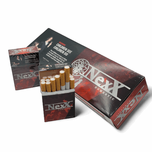 Nexx Domestic Full King Size cigarette pack with bold red packaging and full-flavor Canadian tobacco