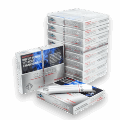 Open carton of Classic Full Flavour King Size cigarettes with pack and sticks visible on a white background.